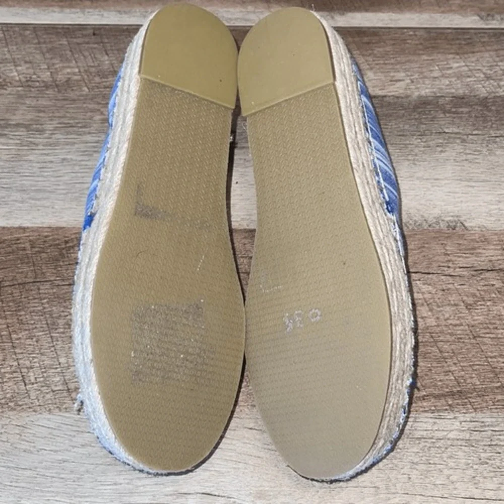 J. McLaughlin Multi Striped Blue White Canvas Espadrilles Size‎ 7